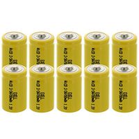 10x 2/3A Size 1.2V 700mAh NiCD Button Top Rechargeable Batteries for high power static applications