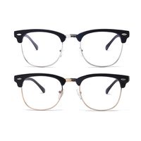 Unisex Blue Light Blocking Glasses Square/Half Frame Eyeglasses Frame Anti Blue Ray for Computer Game Eyewear (214316matteblacksilver-brightblackgold)