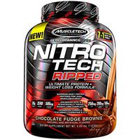 MuscleTech Nitro Tech Ripped Ultra Clean Whey Protein Isolate Powder + Weight Loss Formula, Low Sugar, Low Carb, Chocolate Fudge Brownie, 64 Ounce