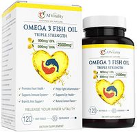 Omega 3 Fish Oil Triple Strength – Premium EPA & DHA 2500mg Lemon Flavored Odorless Tasteless High Potency Supports Immune System, Brain, Heart, Eye, Heart, Skin, Bone and Joint Softgels Supplement
