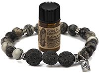 Saint H Black Webstone Lava Stone Diffuser Bracelet Includes Essential Oil Sample-Medium