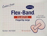 Flex-Band Fabric Adhesive Bandages, Fingertip, 2" x 2 1/2", 50
