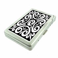 Popular Patterns Designs D7 Cigarette Case Lighter Smoking King Size Cigarettes Silver Metal Wallet 4" X 2.75" RFID Protection