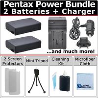 Complete Deluxe Starter Kit by eCost for Pentax K-50 K-30 K-r DSLR Camera + 2 D-LI109 Batteries + AC/DC Charger for Home and Car w/Travel Adapter Plug