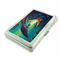 Alien Gun Blast Battle Em1 Hip Silver Cigarette Case With Built In Lighter 4.75" X 2.75" Id Holder Metal Wallet RFID Protection