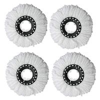 Uoging Spin Mop Replacement Heads Rotating Round 360° Easy-wring Spin Magic Microfibre White Pack of 4 Cleaner for House
