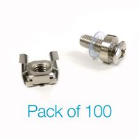 100 PK of Stainless Steel cage Nuts with Screws and washers. Works with Racks from Dell, HP, APC and Many Others