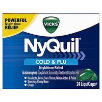 Vicks NyQuil Cough Cold and Flu Nighttime Relief, 24 LiquiCaps (Packaging May Vary), Multi
