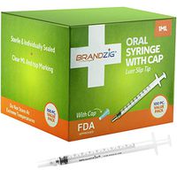 1ml Syringe with Cap (100 Pack) | Oral Dispenser Without Needle, Luer Slip Tip, FDA Approved | Individually Wrapped Medicine Dropper for Infants & Pets