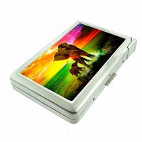 Rainbow Animal Elephant Em1 Hip Silver Cigarette Case With Built In Lighter 4.75" X 2.75" Id Holder Metal Wallet RFID Protection