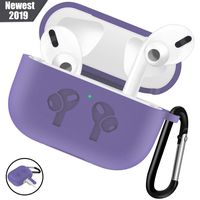 WAAILU Protective Cover Compatible with AirPods Pro Case, Case with Keychain for AirPods 3 Charging Case - 2019 Release Visible Front LED Shock-Absorbing Soft Slim Silicone Case Skin - Light Purple