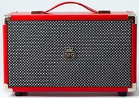 GPO Westwood Retro 25 Watt Speaker with Subwoofer, RCA Input, Bluetooth with Retro Grille and Carry Handle - Red