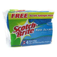 Scotch-Brite 3M 4-Pack Non-scratch Scrub Sponges, Blue, 4.4x2.6x.8