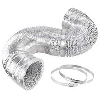 iPower 6 Inch 25 Feet Non-Insulated Flex Air Aluminum Ducting Dryer Vent Hose for HVAC Ventilation, 2 Clamps included