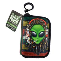 Neoprene Smoking Pouch with Coin Purse, Pipe Tools, Storage Pockets, Smell Proof - Alien
