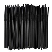 ALINK Flexible Black Plastic Drinking Straws, Extra Long Disposable Extendable Bendy Party Fancy Straws, Pack of 200