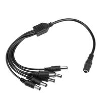 uxcell Splitter Cable 1 Female to 6 Male Connectors 36cm 5.5x2.1mm Black
