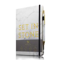 Luckies of London Ltd Set In Stone Notebook And Pen Set - Executive Hardcover Marble-Print A5 Notebook With Marble-Print Ballpoint Pen