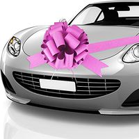 Car Bow Pull Bow Car Gift Wrapping Bow with 20 ft Car Ribbon for Car Decor Wedding New Houses Party Celebration (Pink, 20 Inch)