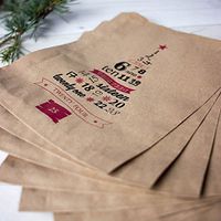 Advent Christmas Brown Paper Kraft Bags Set of 10 Bags - Gift Bags / DIY Advent