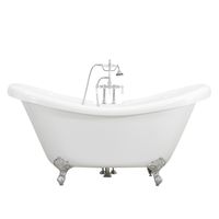 Baths of Distinction All Inclusive Package HLDS59FPK 59" Heavy Duty CoreAcryl Acrylic Double Slipper Clawfoot Bath Tub