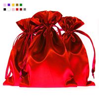 Knitial 4" x 6" Red Satin Gift Bags, Jewelry Bags, Wedding Favor Drawstring Bags Baby Shower Christmas Gift Bags 50 per Pack