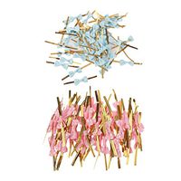 Homyl 100 Pcs Metallic Bow Twist Ties 8cm Candy Ties for Sweets Cone Cello Bag Party Decoration 8cm Mix Light Blue & Pink