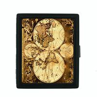 Perfection In Style Metal Cigarette Case Vintage World Maps Design 003