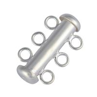 2pcs Sterling Silver 3 Strands Connector Slide Lock Clasp Tube Set 20mm for Jewelry Craft Making Findings SS116