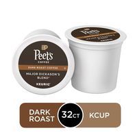 Peet's Coffee Major Dickason's Blend, Dark Roast, 32 Count Single Serve K-Cup Coffee Pods for Keurig Coffee Maker
