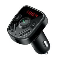Car Bluetooth4.2 FM Transmitter MP3 Player Cigarette Lighter Audio Receiver Support with Hand Free Call Wireless Connect Music Audio for All Smart Phones - Black Dual USB Output