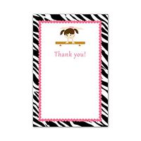 30 Blank Thank You Cards Notes Gym Zebra Pink Black Girl Birthday Baby Shower + 30 White Envelopes