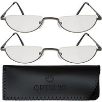 Reading Glasses Men - Half Frame Readers - 2 Pack Fashion Men's Reading Glasses with Pouch (Gunmetal Grey.50)