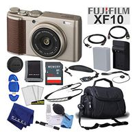 Fujifilm XF10 X-Series 24.2 MP Point & Shoot Digital Camera (Gold) with Cleaning Kit, 64GB Card and More Mid-Range Bundle
