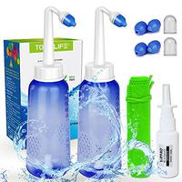 2PCS-Pack Nose Wash Kit -|2 Bottle + 4 Nozzle|- 300ml 10oz Nose Washer - Sinus Rinse Kit - Nose Cleaner & Sinus Irrigation with Free Gift -| Nasal Sprayer + Storage Bag |- for Adult and Child