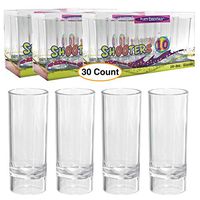 Premium Clear Shooter Shot Glasses 2 oz. tall & Durable Heavy Plastic for parties Disposable or reusable (30 Count)