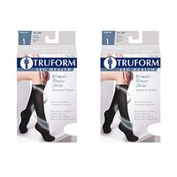 Truform Women's Fit Compression Socks, Diamond Knit Pattern, 15-20 mmHg, Tan, Medium (Pack of 2)