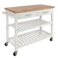 Homegear Open Storage V3 Kitchen Cart with Shelves - Island on Wheels White