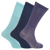 Simply Essentials Unisex Bamboo Non-Binding Extra Wide Diabetic Socks (3 Pairs) (5-9 UK) (Light Blue/Purple/Navy)