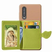 JUNXI Phone case Phone Cover Leaf Buckle Litchi Texture Card Holder PU + TPU Case for Huawei P30, with Card Slot & Holder & Wallet & Photo Frame(Black) Strong Quality and Durable (Color : Green)
