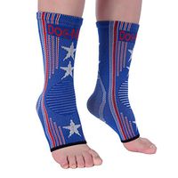 Doc Miller Ankle Brace Compression - 1 Pair Support Men Women Best Foot Sleeve Achilles Tendonitis Plantar Fasciitis Arthritis Fracture Reduces Swelling Pain Relief Orthopedic Stabilizer (Flag, XXL)