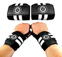 Spot Lion Fitness Wrist Wraps (Professional Quality) Powerlifting, Bodybuilding, Weight Lifting Wrist Supports for Weight Training - Black with White Stripes.