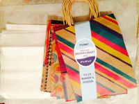 Flomo Mixed Designed Brown Kraft Baker's Dozen Bags (8x4x10 Inches) 13 Per Package - Free 36 20x20 White Tissue Papers Included