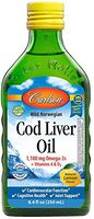 Carlson - Cod Liver Oil, 1100 mg Omega-3s, Liquid Fish Oil Supplement, Wild-Caught Norwegian Arctic Cod-Liver Oil, Sustainably Sourced Nordic Fish Oil Liquid, Lemon, 500 ml