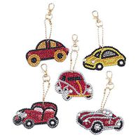 Meidexian888 Keychain Diamond Painting,5PCS DIY Car Series Special Shape Full Diamond Pattern Embroidery Key Ring Set
