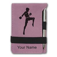 Mini Notepad, Muay Thai Fighter, Personalized Engraving Included (Pink)