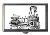 Steampunk Victorian Lightbulb Generator B&W Decorative Pill Box