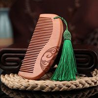 MalaRun with Tassel No-Static Combs Vintage Tooth Sandalwood Comb Hair Massage Wooden