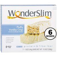 WonderSlim Low-Carb 15g Protein Diet Bar - Fluffy Vanilla Crisp - High Fiber Weight Loss Snack Bar - Gluten Free 6 Boxes Value Pack (Save 15%)