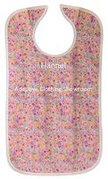 Quilted Washable Adult Bib with Snap Closure-Assorted Prints (Rose Flannel)